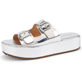 LUCKY STEP Women's Platform Slide Sandals Braided Adjustable Strap Flat Open Toe Summer Casual Shoes Beach Outdoor Wedge Woven Slipper