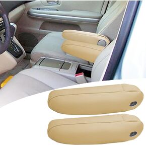 2PCS Car Front Seat Armrest Cover Compatible with Lexus RX300 RX330 RX350 2003-2009 Leather Left and Right Seat Arm Rest Cover Beige (Only Leather Part)