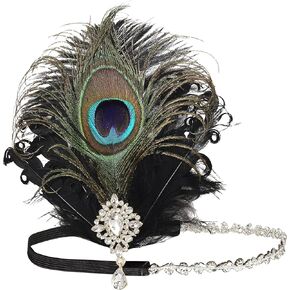Peacock Hair Accessories Flapper Headpiece 1920s Feather Headband for Women
