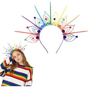 Rainbow Petal Halo Crown Pride Headband Rainbow Pride Art Decoration Hair Accessories for Pride Parade Halloween Carnival Party Costume Accessory
