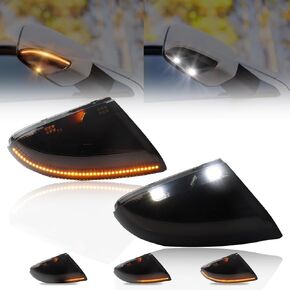 LED Sequential Switchback Side Mirror Running & Turn Signal Lights for Dodge Ram 1500 2500 2009-2018, [Visibility & Safety] Smoked Lamp White DRL & Parking Light, Amber Turn Signals