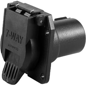 7 Pin Trailer Socket, USCAR to RV 7 Way Trailer Plug Adapter Replacement, 7 Way Heavy Duty Vehicle-Side Female-End Blade Wiring Harness Connector, Universal for Most Cars (Round)