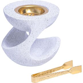 Bakhoor Burner Frankense Resins Bisense Bearer for tong with tong ، for yoga spa romatherapy التأمل ، ديكور المكتب المنزلي (أبيض)