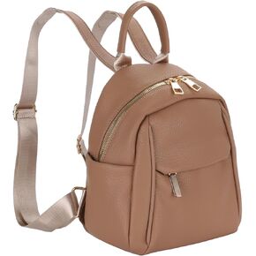 Leather Backpack Purse for Women Fashion Leather Backpack Purse Small Backpack Bag for Trave Brown