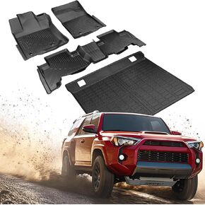 All Weather Floor Mats Cargo Liner for Toyota 4Runner 2013-2024 Waterproof Nonslip Rubber for 5th Gen 4Runner TRD/Pro/Limited Accessories 2024 2023 2022 2021 2020 2019 2018 2017 2016 2015 2014
