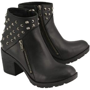 Milwaukee Leather Women’s Black Spiked Side Zipper Entry Boot w/Platform Heel-BLACK-7.5
