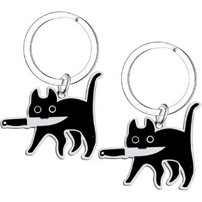 2PCS Black Cat Keychain Gifts for Cat Mom Cats Lover Gift for Women Men Black Cats Stuff