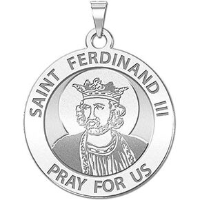PicturesOnGold.com Saint Ferdinand III Religious Medal - 3/4 Inch Size of a Nickel - Sterling Silver