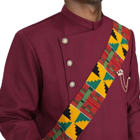 SEA&ALP African Men Dashiki Outfit 2 Piece Suit Shirt and Pants Set Slim Fit Wedding Dress Attire Clothing in Kuwait