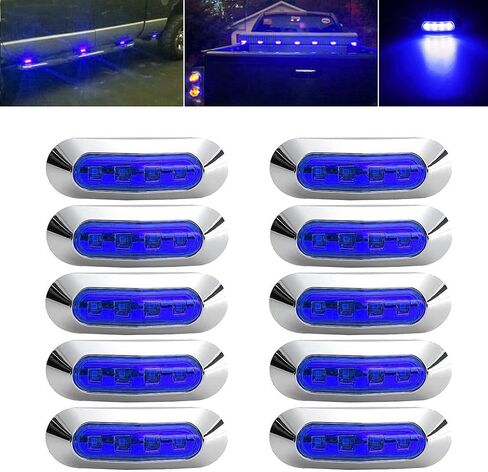 10pcs Red 4 LED Side Marker Lights الأمامية الخلفية الخلفية الخلفية الخلفية ذيل تحذير مؤشرات المنعطفات مصباح صخور العجلة الزجاجية لسيارات Truck Tailer Car Camper Boat ATV DC12V-24V in Kuwait