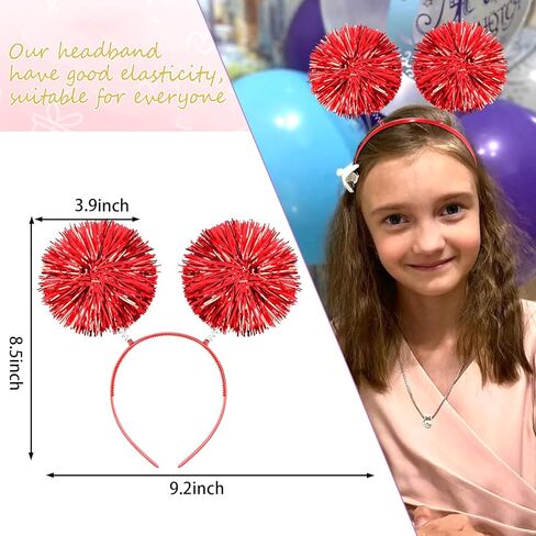 Party Headband Pom Pom Headband Sliver Tinsel Headbands Fluffy Ball Hair Loop Cosplay Gold Hair Accessories for Halloween Christmas Party Birthday Decorations in Saudi Arabia