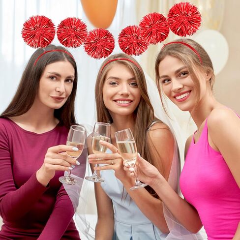 Party Headband Pom Pom Headband Sliver Tinsel Headbands Fluffy Ball Hair Loop Cosplay Gold Hair Accessories for Halloween Christmas Party Birthday Decorations in Saudi Arabia