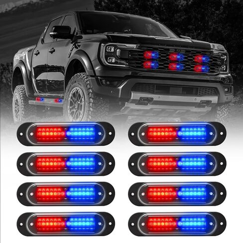 LED Amber Strobe Light For Trucks,8Pcs Emergency Grill Surface Mount Flashing Lights With Controller For Construction Firefighter Vehicles Car in Saudi Arabia