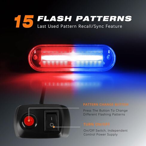 LED Amber Strobe Light For Trucks,8Pcs Emergency Grill Surface Mount Flashing Lights With Controller For Construction Firefighter Vehicles Car in Saudi Arabia