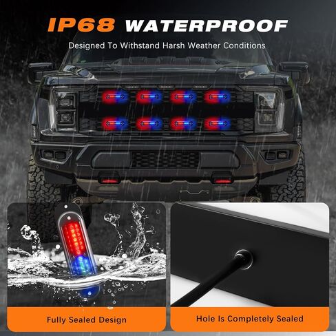 LED Amber Strobe Light For Trucks,8Pcs Emergency Grill Surface Mount Flashing Lights With Controller For Construction Firefighter Vehicles Car in Saudi Arabia