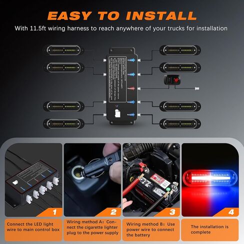 LED Amber Strobe Light For Trucks,8Pcs Emergency Grill Surface Mount Flashing Lights With Controller For Construction Firefighter Vehicles Car in Saudi Arabia