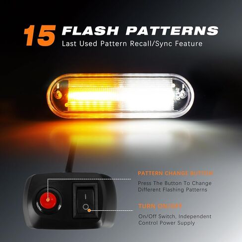 LED Amber Strobe Light For Trucks,8Pcs Emergency Grill Surface Mount Flashing Lights With Controller For Construction Firefighter Vehicles Car in Saudi Arabia