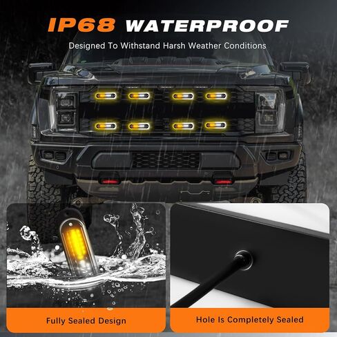LED Amber Strobe Light For Trucks,8Pcs Emergency Grill Surface Mount Flashing Lights With Controller For Construction Firefighter Vehicles Car in Saudi Arabia