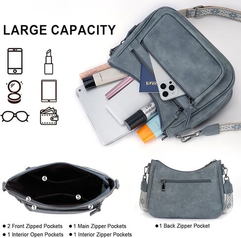 Crossbody Purses for Women Trendy Leather Crossbody Bag,Multi Pocket Shoulder Handbag Lightweight Travel Purse in Saudi Arabia