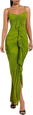 Floerns Women's Ruffle Ruched Cami Dress Draped Split Elegant Bodycon Maxi Dresses in Saudi Arabia