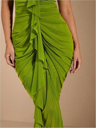 Floerns Women's Ruffle Ruched Cami Dress Draped Split Elegant Bodycon Maxi Dresses in Saudi Arabia