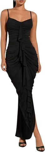 Floerns Women's Ruffle Ruched Cami Dress Draped Split Elegant Bodycon Maxi Dresses in Saudi Arabia