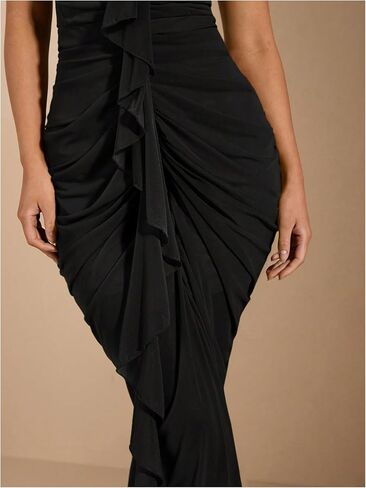Floerns Women's Ruffle Ruched Cami Dress Draped Split Elegant Bodycon Maxi Dresses in Saudi Arabia