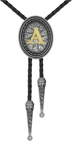 HUABOLA CALYN Bolo tie for Men, Western Cowboy Golden Alphabet Initial Letter ABCDJMR to Y Costume Bolo ties Neckties in Saudi Arabia
