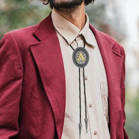HUABOLA CALYN Bolo tie for Men, Western Cowboy Golden Alphabet Initial Letter ABCDJMR to Y Costume Bolo ties Neckties in Saudi Arabia