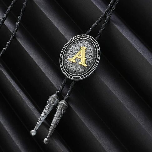 HUABOLA CALYN Bolo tie for Men, Western Cowboy Golden Alphabet Initial Letter ABCDJMR to Y Costume Bolo ties Neckties in Saudi Arabia