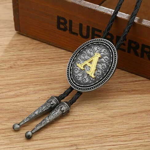HUABOLA CALYN Bolo tie for Men, Western Cowboy Golden Alphabet Initial Letter ABCDJMR to Y Costume Bolo ties Neckties in Saudi Arabia