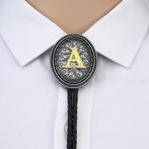 HUABOLA CALYN Bolo tie for Men, Western Cowboy Golden Alphabet Initial Letter ABCDJMR to Y Costume Bolo ties Neckties in Saudi Arabia
