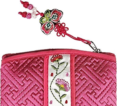 Seoulful Vintage Corean Pouched Card Card Pouch - Wildflower Design Coin Purse with Butterfly Charm (Red) in Saudi Arabia
