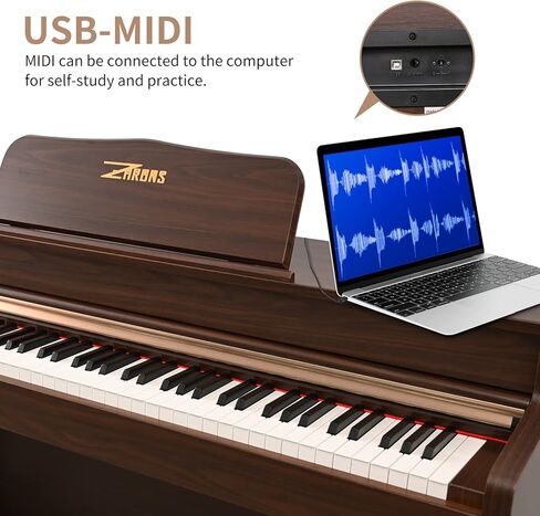ZHRUNS Digital Piano,88 key Full Weighted Keyboard Piano,Heavy Hammer Keys with Touch Response Professional home Digital piano,3 Metal Pedals,Headphone Jack/MIDI Input/Output in Kuwait