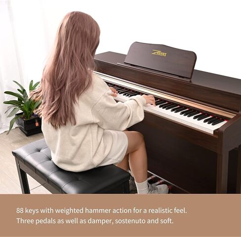 ZHRUNS Digital Piano,88 key Full Weighted Keyboard Piano,Heavy Hammer Keys with Touch Response Professional home Digital piano,3 Metal Pedals,Headphone Jack/MIDI Input/Output in Kuwait