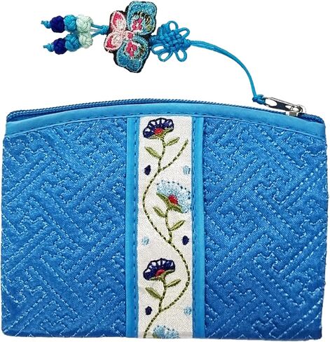 Seoulful Vintage Corean Pouched Card Card Pouch - Wildflower Design Coin Purse with Butterfly Charm (Red) in Saudi Arabia