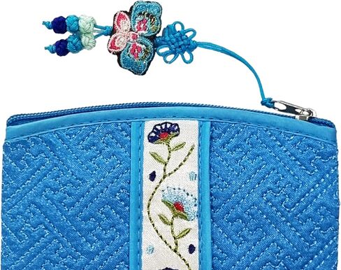 Seoulful Vintage Corean Pouched Card Card Pouch - Wildflower Design Coin Purse with Butterfly Charm (Red) in Saudi Arabia