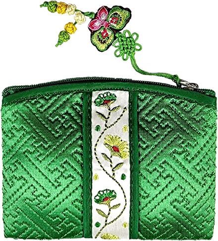 Seoulful Vintage Corean Pouched Card Card Pouch - Wildflower Design Coin Purse with Butterfly Charm (Red) in Saudi Arabia