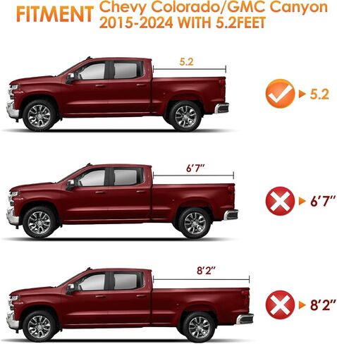 Nilight Soft Tri-Fold Truck Bed Tonneau Cover متوافق مع Chevy Colorado/GMC Canyon 2015 2016 2017 2018 2019 2020 2021 2022 2023 2024 2025-5.2ft in Kuwait