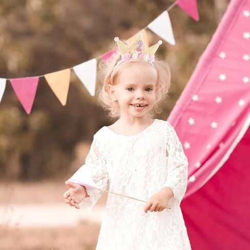 Canitor Birthday Decorations for Girl 2nd-6th Birthday Girl Crown Tiara Princess Birthday Headband Hat in Kuwait