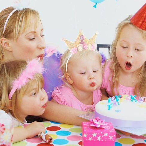 Canitor Birthday Decorations for Girl 2nd-6th Birthday Girl Crown Tiara Princess Birthday Headband Hat in Kuwait