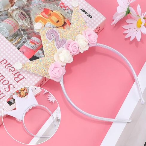 Canitor Birthday Decorations for Girl 2nd-6th Birthday Girl Crown Tiara Princess Birthday Headband Hat in Kuwait