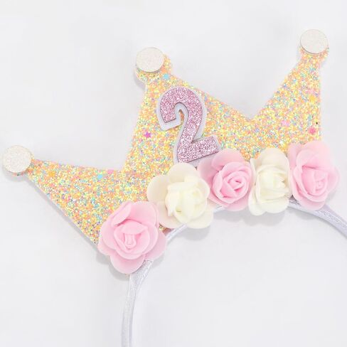 Canitor Birthday Decorations for Girl 2nd-6th Birthday Girl Crown Tiara Princess Birthday Headband Hat in Kuwait