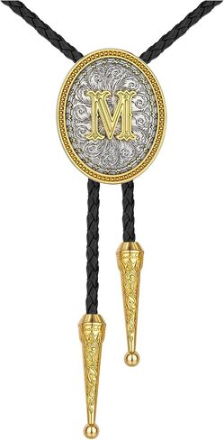 HUABOLA CALYN Bolo tie for Men, Western Cowboy Golden Alphabet Initial Letter ABCDJMR to Y Costume Bolo ties Neckties in Saudi Arabia