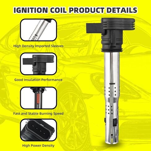 Set of 5 Ignition Coils Pack UF575 07K905715G & 5 PCS Iridium Spark Plugs Compatible with Volkswagen Beetle Golf Jetta Passat Rabbit L5 2.5L in Kuwait