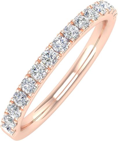 FINEROCK 1/10 to 1/3 Carat Carat Diamond Semi-Eternity Wedding Band Ring in 10K Rose Gold in Saudi Arabia