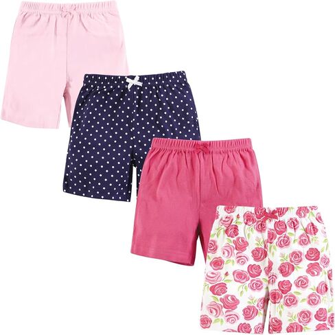 Hudson Baby Unisex Baby and Toddler Shorts Bottoms 4-Pack, Red Black, 5 Toddler in Saudi Arabia