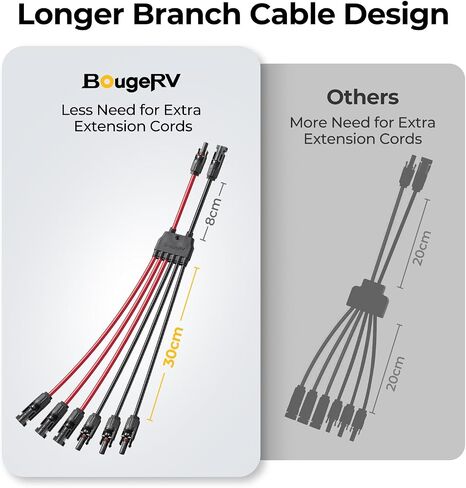 Bougerv Solar Parallel Monlectors لألواح شمسية 2 ، من 2 إلى 4 سنوات فرع 10AWG محول فاصل مجموعة أدوات سلك الكبلات ، مقاومة للماء (MFF/FMM) in Kuwait