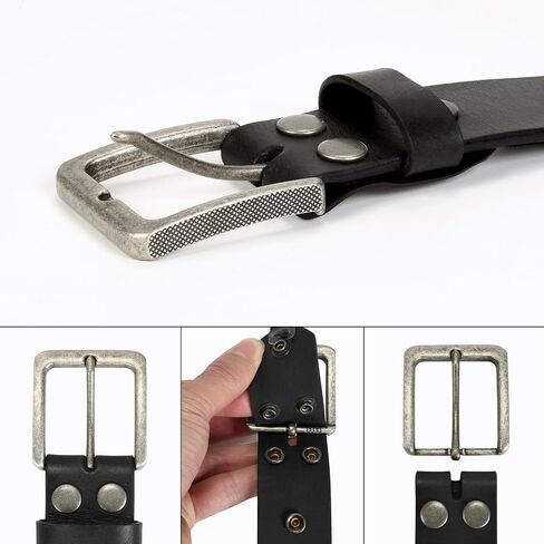 Wrangler Men's Genuine Leather Belt with Removable Buckle, 38mm Casual Belt for Jeans, Gift for Men in Kuwait