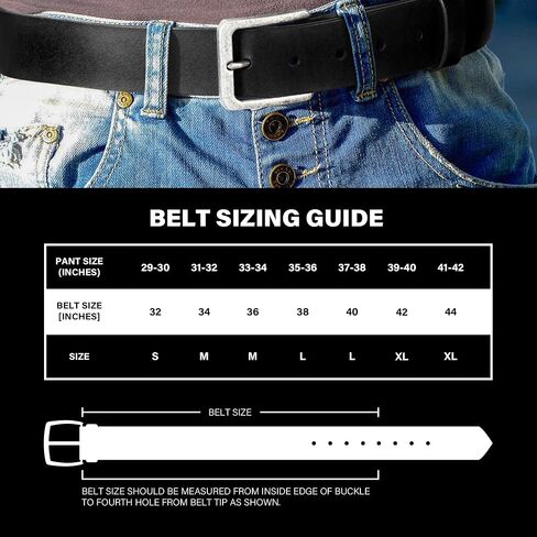 Wrangler Men's Genuine Leather Belt with Removable Buckle, 38mm Casual Belt for Jeans, Gift for Men in Kuwait